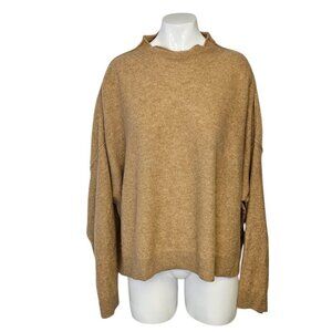 Anthropologie Pilcro The Alani 100% Cashmere Mock-Neck Sweater, Honey, Size XL